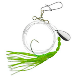 UFSHN Fluke 36" Leader w/Snap 3/0 Green Squid Skirt