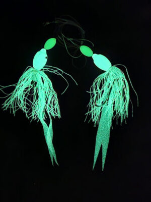 UFSHN Fluke 5/0 Hi/Lo Octopus Hook Hoochie Skirt - Glow Green