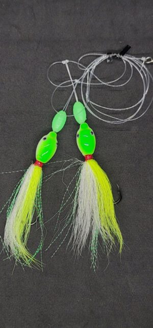 UFSHN - Fluke - 2 Hook - Hi/Lo - Chartreuse Fkash 3/0 Shiner Hook - U573CH