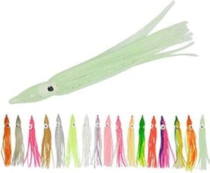 UFSHN Fluke 5/0 Hi/Lo Octopus Hook Hoochie Skirt - White Glow Poison